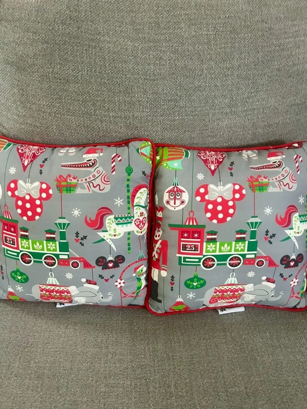 Disney Red 'Happy Jolly Merry' Holiday Throw Pillow Set